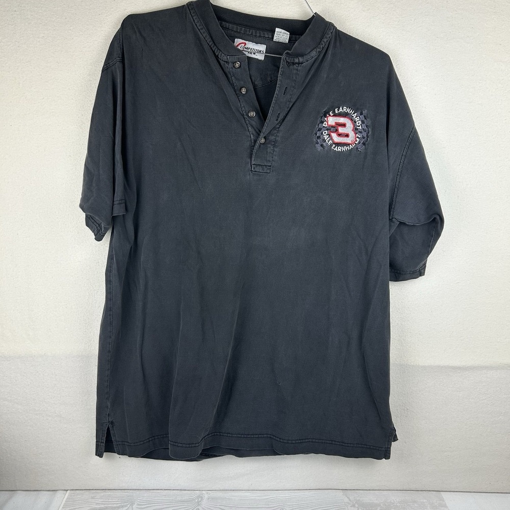 Vintage Dale Earnhardt Shirt Mens XL Black NASCAR Racing Competitors View 90s